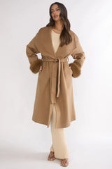 Zannora Faux Fur Coat Camel