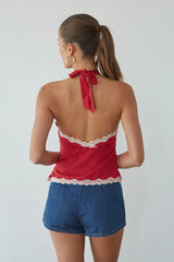Leni Polka Dot Lace Halter Top