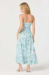 Capria Pleated Milkmaid Midi Dress