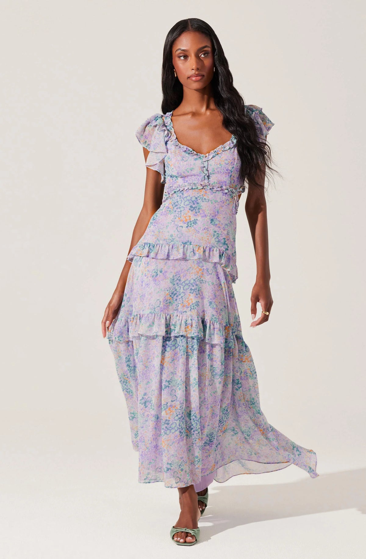 Mable Floral Tiered Ruffle Maxi Dress