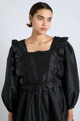 piarra mini smock dress - black  with pink bows