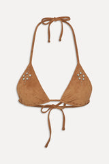 x BELLA HADID Paradise Suede Halter Bikini Top - Sunkissed Suede
