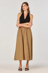 Mixed Media Halter Midi Dress