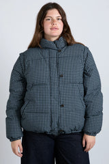 pre-order pearl check puffer - navy gingham
