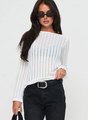 Tuppence Ribbed Long Sleeve Top White