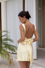 Moonlit Muse Satin Mini Dress Yellow