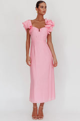 Sunday Dreams Ruffle Strap Maxi Dress Pink
