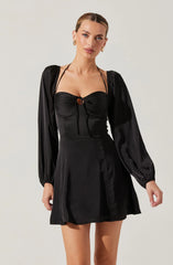 Vivian Satin Halter Mini Dress