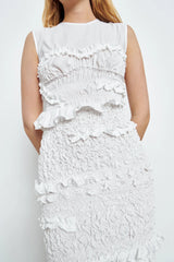 VANDA | DRESS PANSY SMOCK FAILLE WHITE