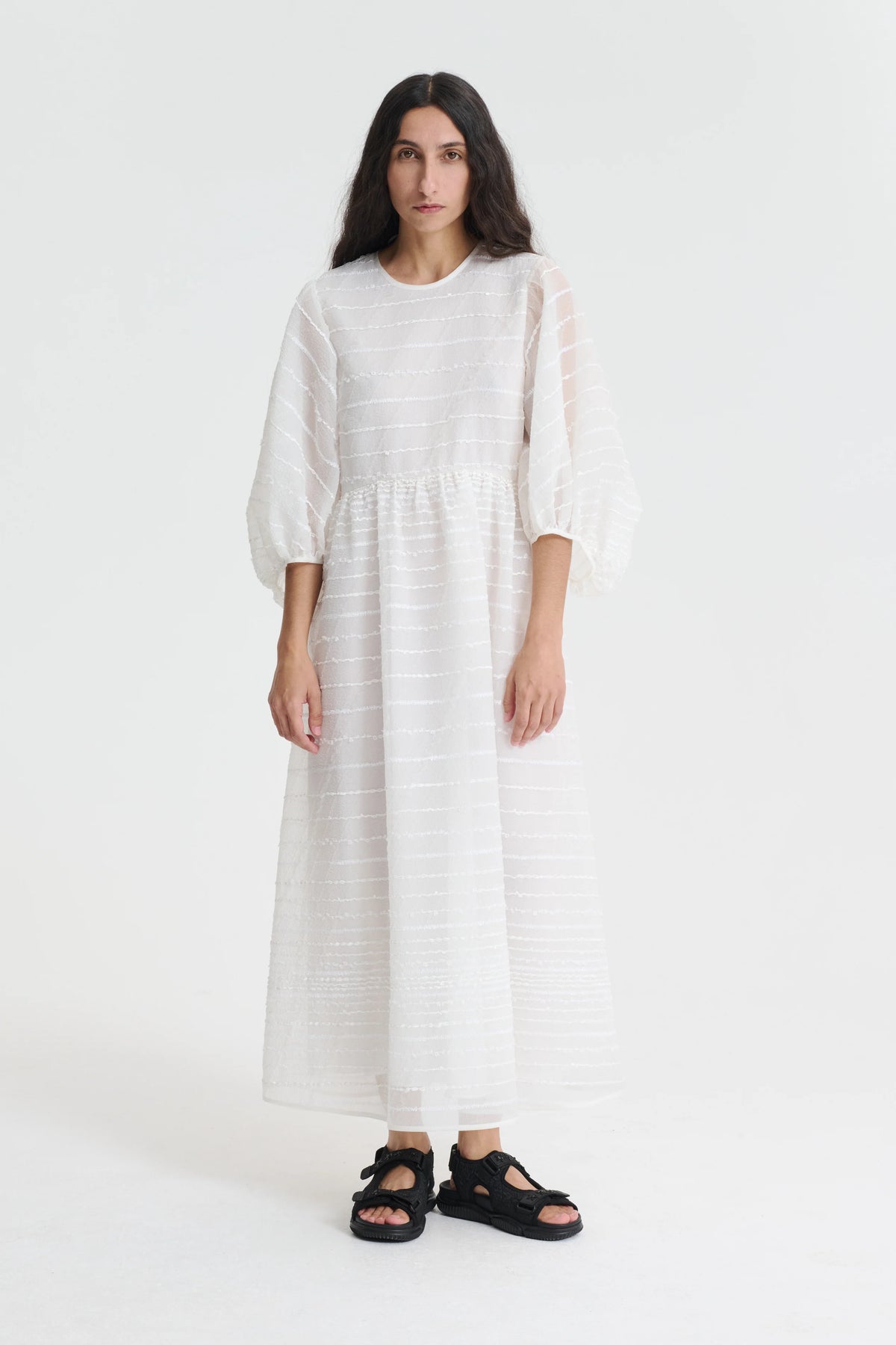 KARMEN | DRESS MAQUIS JACQUARD ECRU