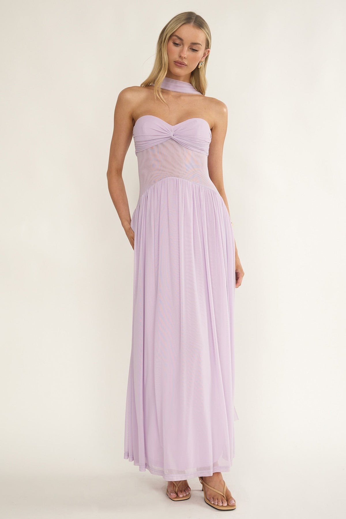 Annita Sheer Waist Maxi Dress Lilac