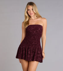 Flirty Nights Flocked Floral Velvet Skater Dress