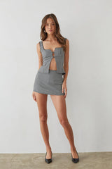 Olive Gingham Micro Mini Skort