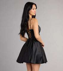 Hazel Satin Lace-Up Dress With Pockets