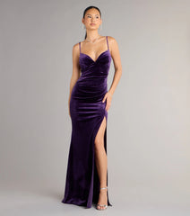 Ariel Velvet Slit Mermaid Formal Dress