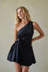 Carrie One Shoulder Plisse Mini Dress