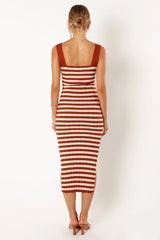 Ledger Midi Dress - Tan Stripe