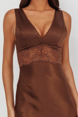 So Sweet Lace Trim Maxi Dress Chocolate