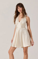 Mielle Satin Halter Mini Dress