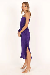 Pontee One Shoulder Pleated Midi Dress - Purple