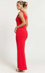 Criselda Maxi Dress One Shoulder Maxi Dress in Red