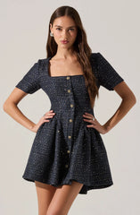 Janel Tweed Mini Skater Dress