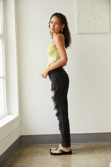 Mason High-Rise Distressed Straight Leg Jeans