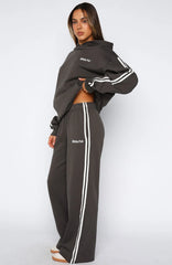 Star Student Wide Leg Sweatpants Charcoal