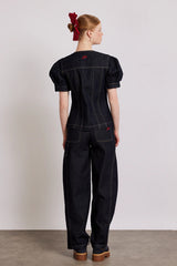 shell denim top - dark indigo