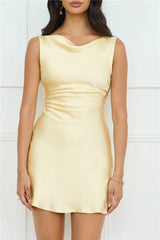 Lily Luxe Satin Mini Dress Yellow