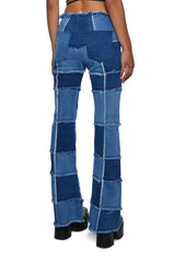 Raise The Vibration Patchwork Denim Flares