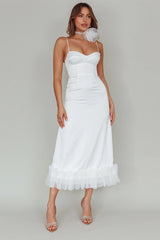 Buona Sera Hem Decoration Midi Dress White