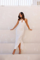 Admired From All Angles Halter Maxi Dress White