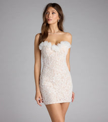 Aria Lace Rosette Trim Corset Mini Dress