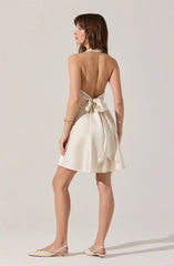 Mielle Satin Halter Mini Dress