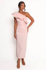 Eliya One Shoulder Frill Maxi Dress - Ballet Pink