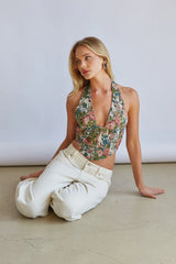 Acacia Jacquard Halter Floral Corset