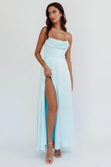 Inner Light Gathered Bust Split Maxi Dress Mint