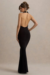 Milani | Black Backless Cowl Neck Fishtail Maxi Dress
