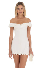 Off Shoulder Twist Dress in White