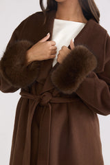 Zannora Faux Fur Coat Chocolate