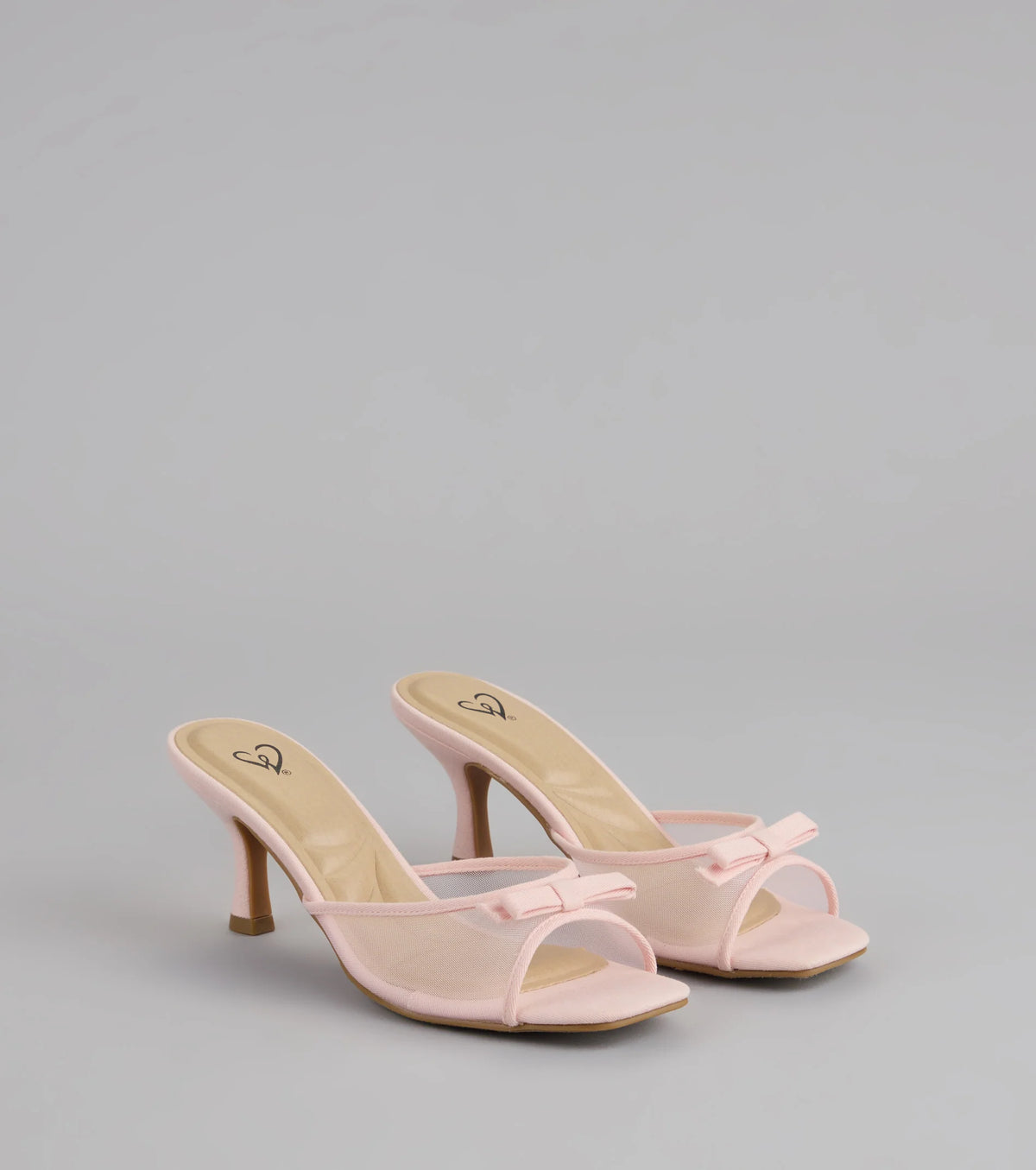 Dainty Drama Mesh Bow Kitten Mules