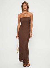 Majorca Strapless Lace Maxi Dress Chocolate
