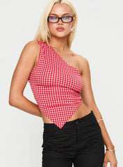 Sunday Sunrise Tie Back Top Red Check