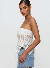 You Were Right Strapless Textured Top Cream