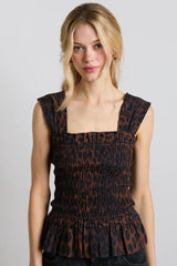 tish shirred cami - dark leopard