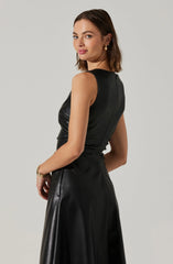 Omaira Faux Leather Midi Dress