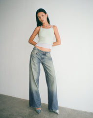 Roomy Extra Wide Low Rise Jeans in Extreme Blue Green