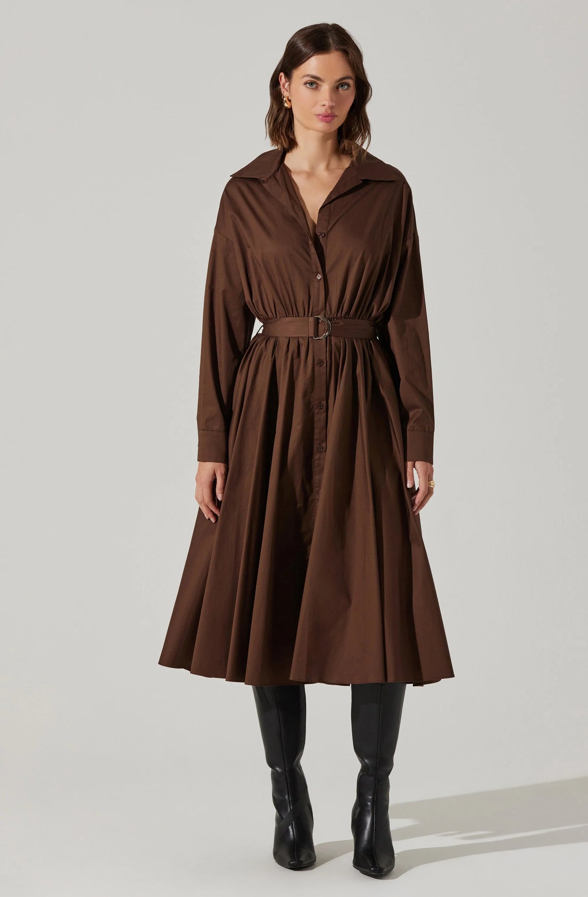 Darany Belted Midi Shirt Dress