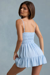 Shirred Camisole Mini Dress in Sky Blue